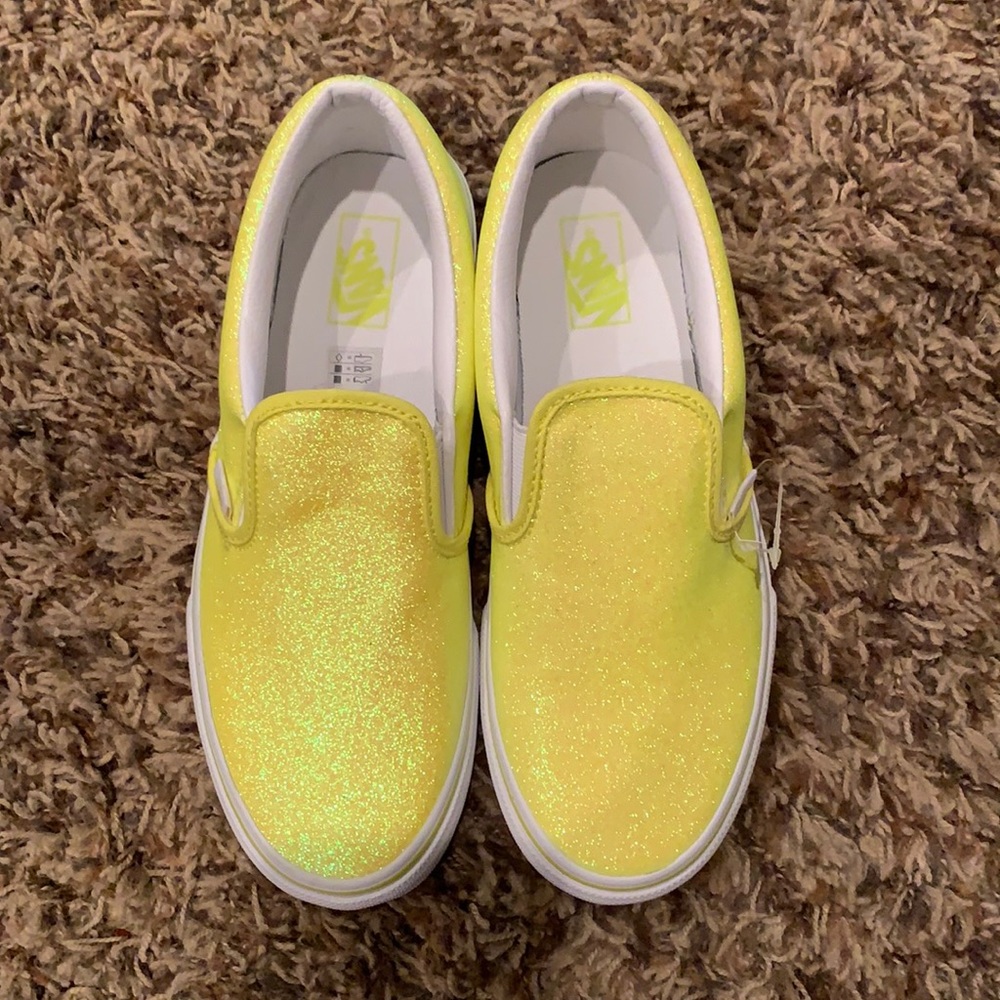 ⭐️Bright Neon Yellow Sparkle Vans (juniors 5.5)